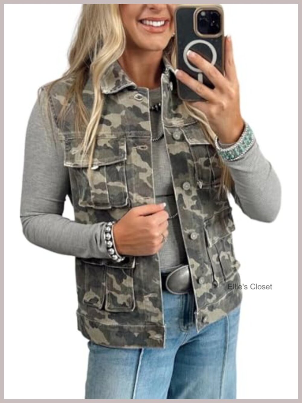Vintage Sleeveless Denim Vest for Women, Button Down